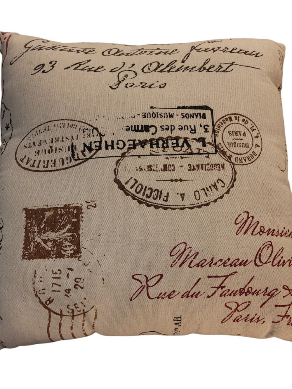 Pillow Perfect Square Pillow French Script Postcard Print French Country